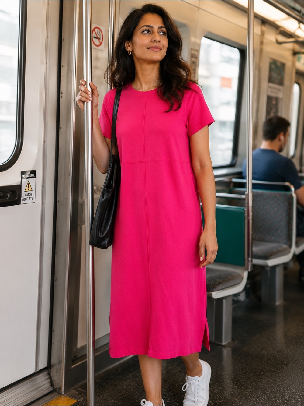 SHANNON PASSERO Stretch‎ Jersey Midi Dress Pink Small Relaxed Casual Comfy
